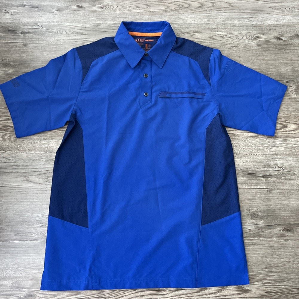 511 Tactical Freedom Flex Polo Shirt Blue Short Sleeve Vented Mens Small New